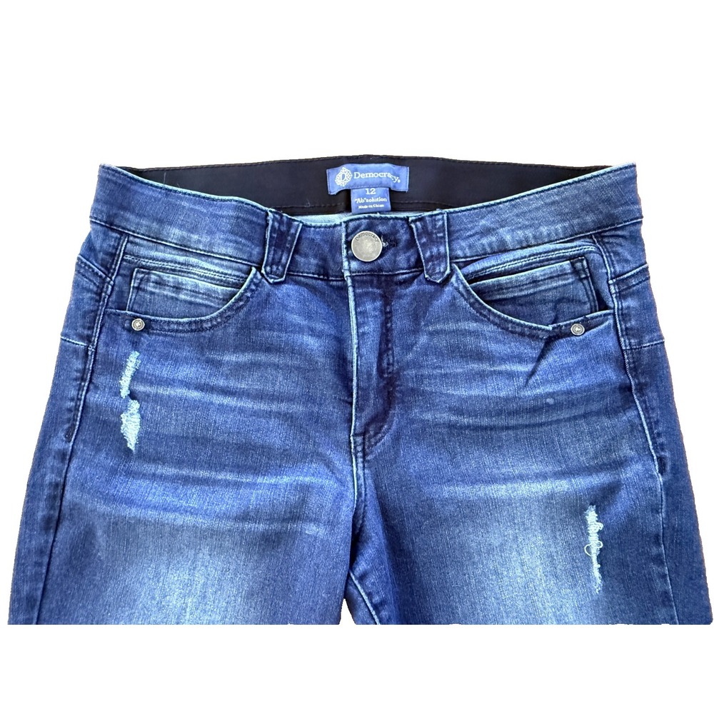 Democracy Absolution Jeans Womens 12 Blue Mid Rise Stretch Distressed Slim - Picture 2 of 9